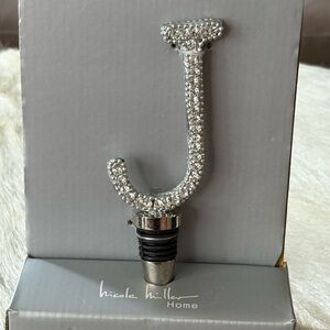 Nicole Miller Silver Rhinestone Initial Wine Stopper